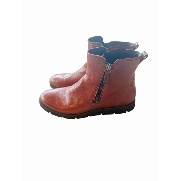 ECCO Bella Double Zip Leather Bootie Cognac Brown 8 - 8.5 EU 39 Low Cut Boots - Picture 2 of 10